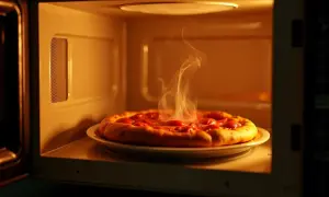 Gorąca pizza paruje w mikrofalówce. Czy pizze można mrozic? To pytanie nurtuje wielu miłośników tego dania.