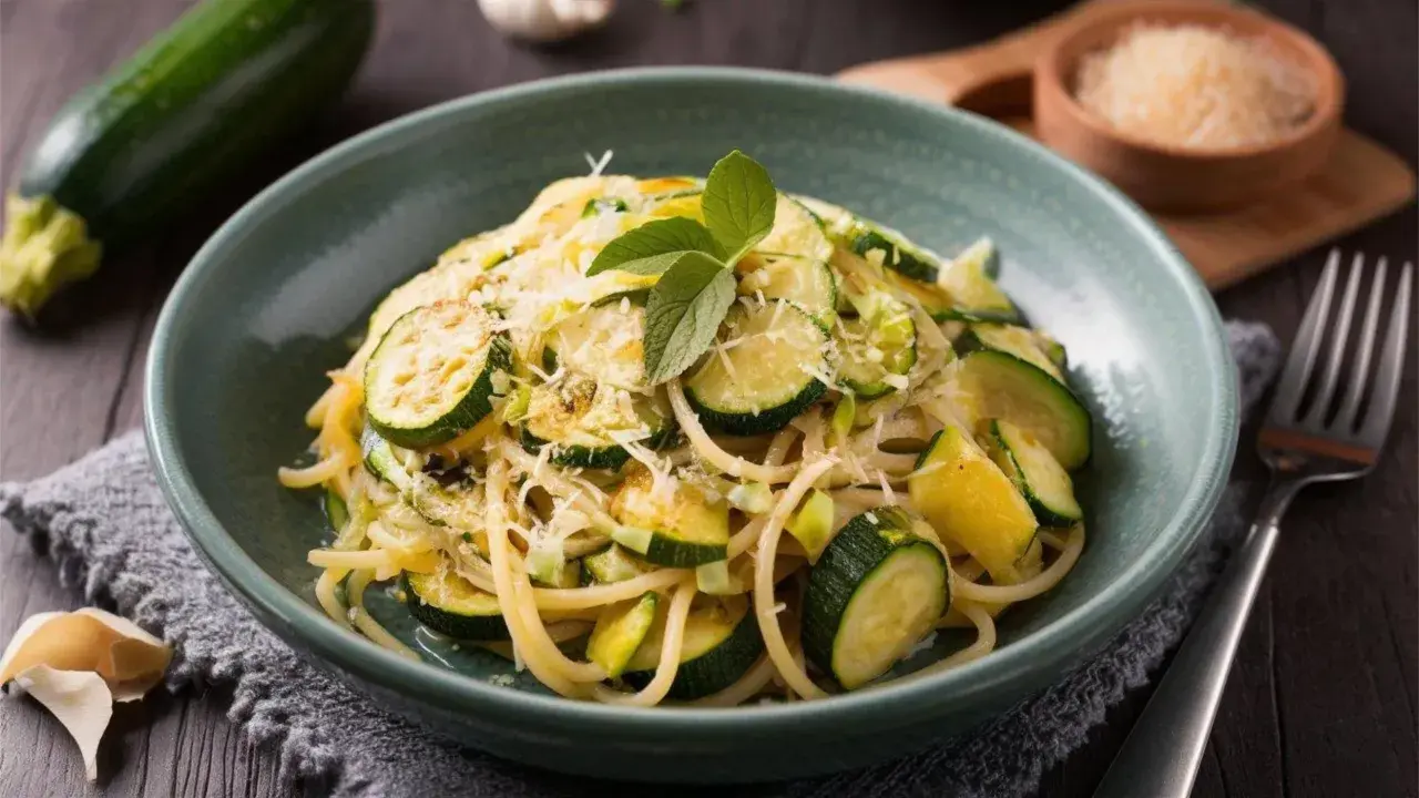 Pyszne spaghetti z cukinią, czosnkiem i parmezanem. Prosty sposób, jak ugotować cukinię, by była idealna do makaronu.